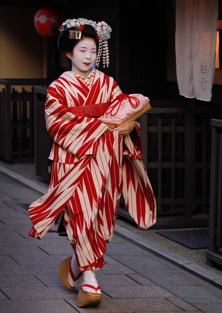 Maiko On Her Way To Engagement In Gion