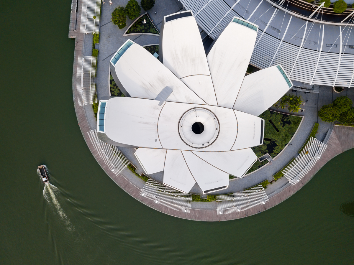 A bird eye view of ArtScience Museum located in Marina Sand Bay, Singapore