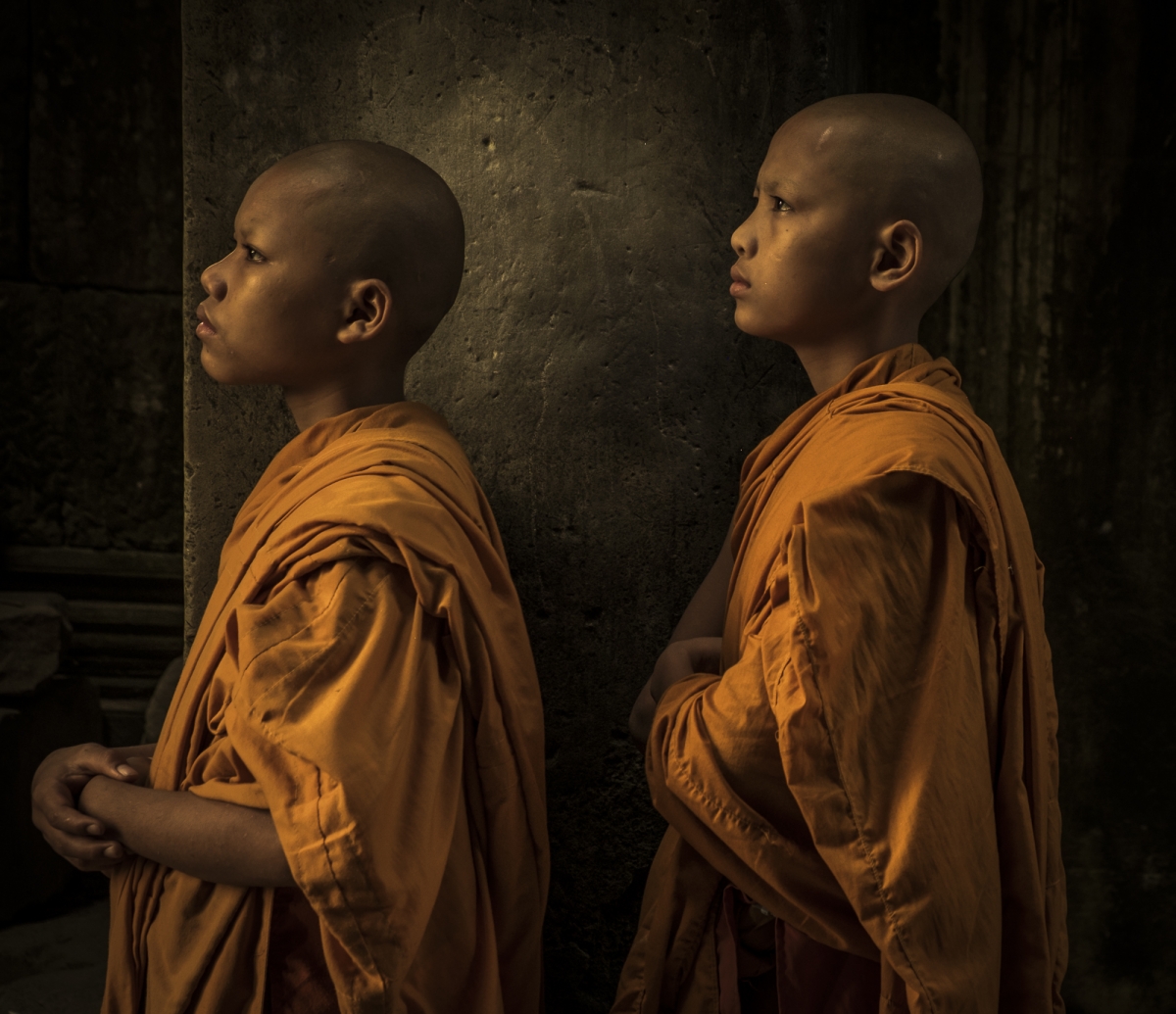 Novice Monks at Angkor Wat, Cambodia.