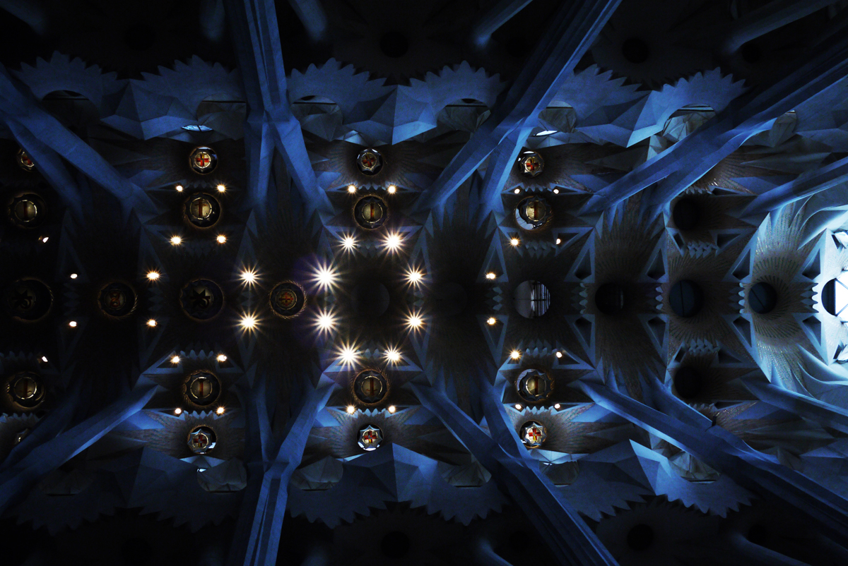 Looking up at the stars of the Sagrada Familia