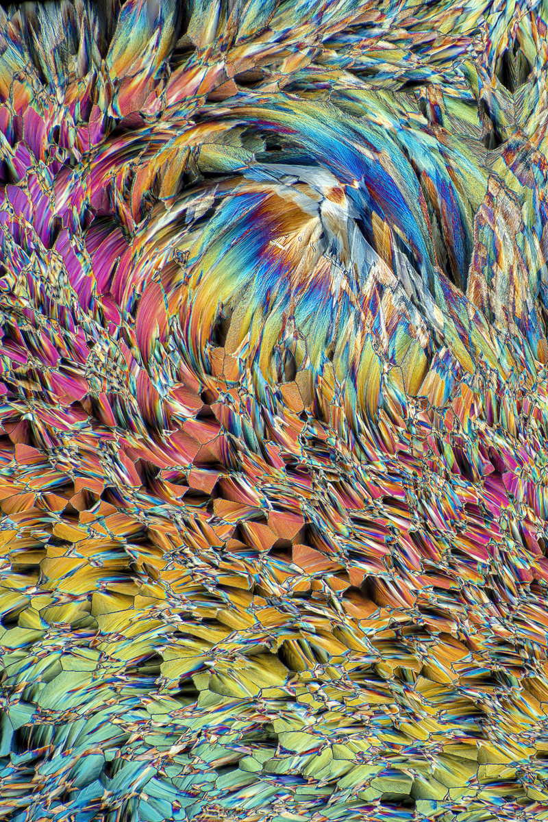MICROCRYSTALS IN POLARIZED LIGHT, a mixture of urea and paracetamol,