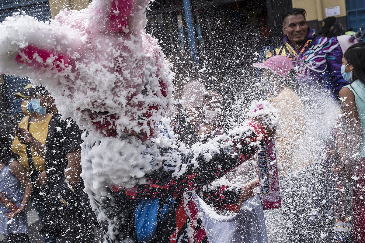 Carnival lather battle in Quito, Ecuador 