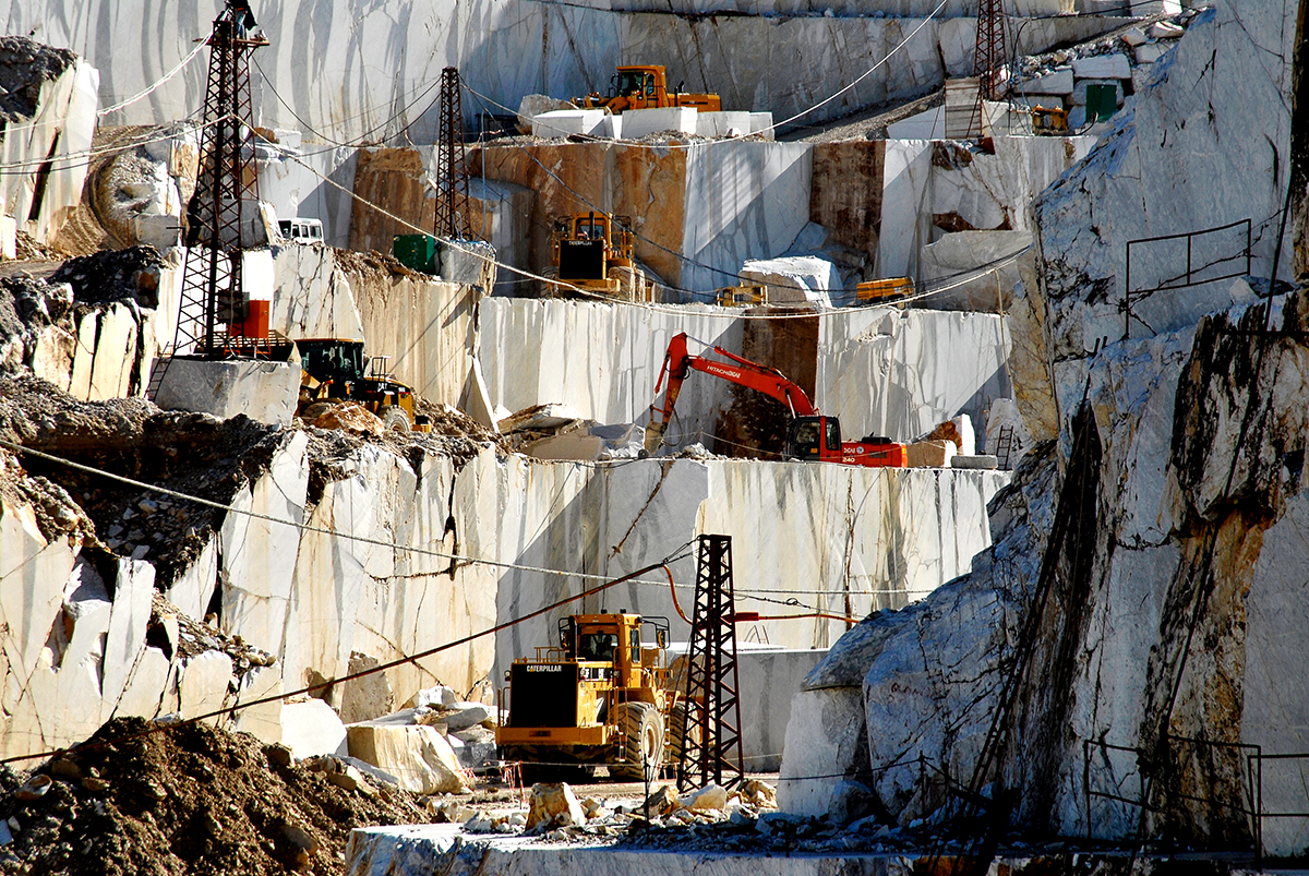 The great step of Cava Gioia, Carrara, Italy, one of the largest quarries in the area