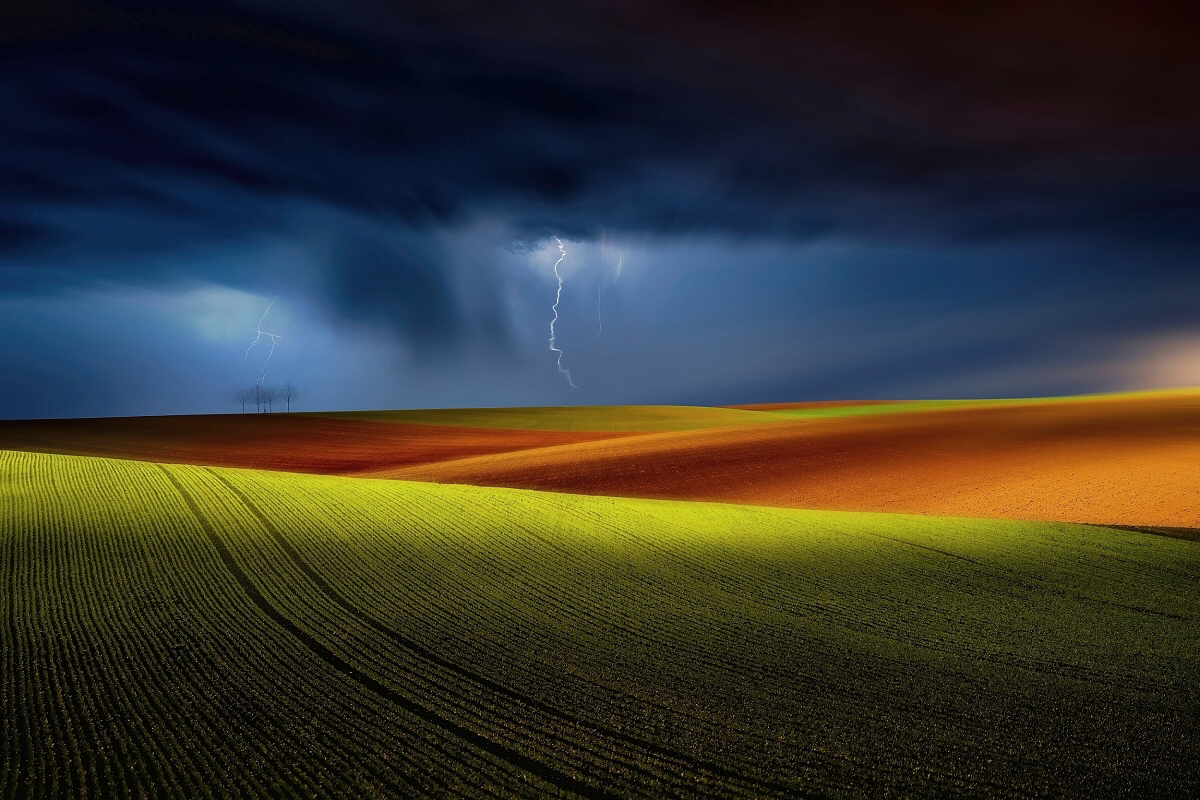 Storm in the fields of the Moravian landscape