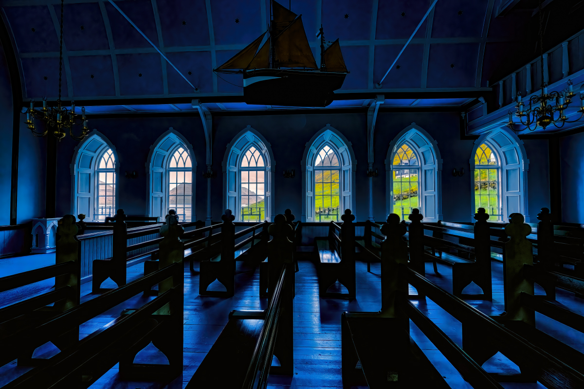 Wiejski kościół na Wyspach Owczych