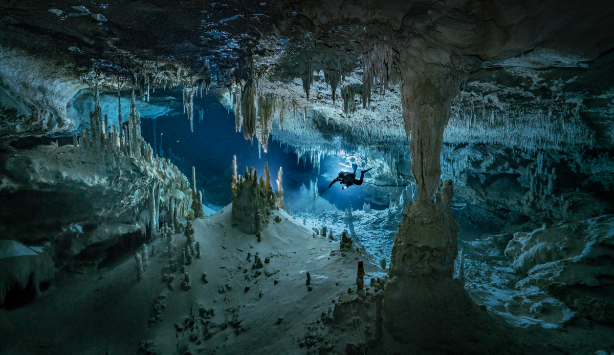 Scenery of flooded cave