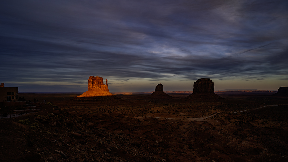 Autumnal sunset at Monument Valley