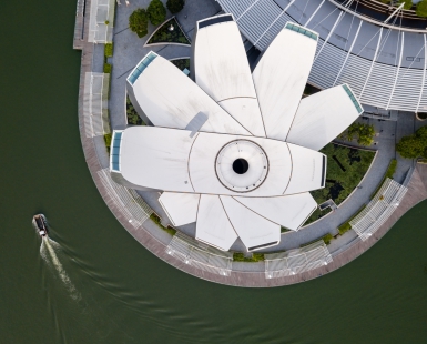 A bird eye view of ArtScience Museum located in Marina Sand Bay, Singapore