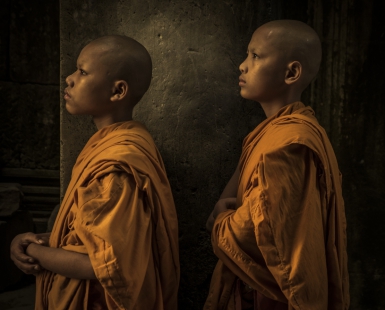 Novice Monks at Angkor Wat, Cambodia.
