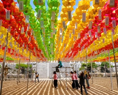 Under the colorful lanterns