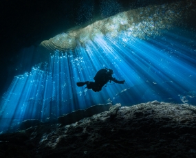 Cave diver silhouette
