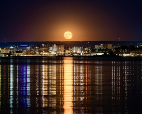 Full Moonrise Lake Erie Reflection 