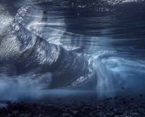 Mood changes of the sea. Waterfall Underwater